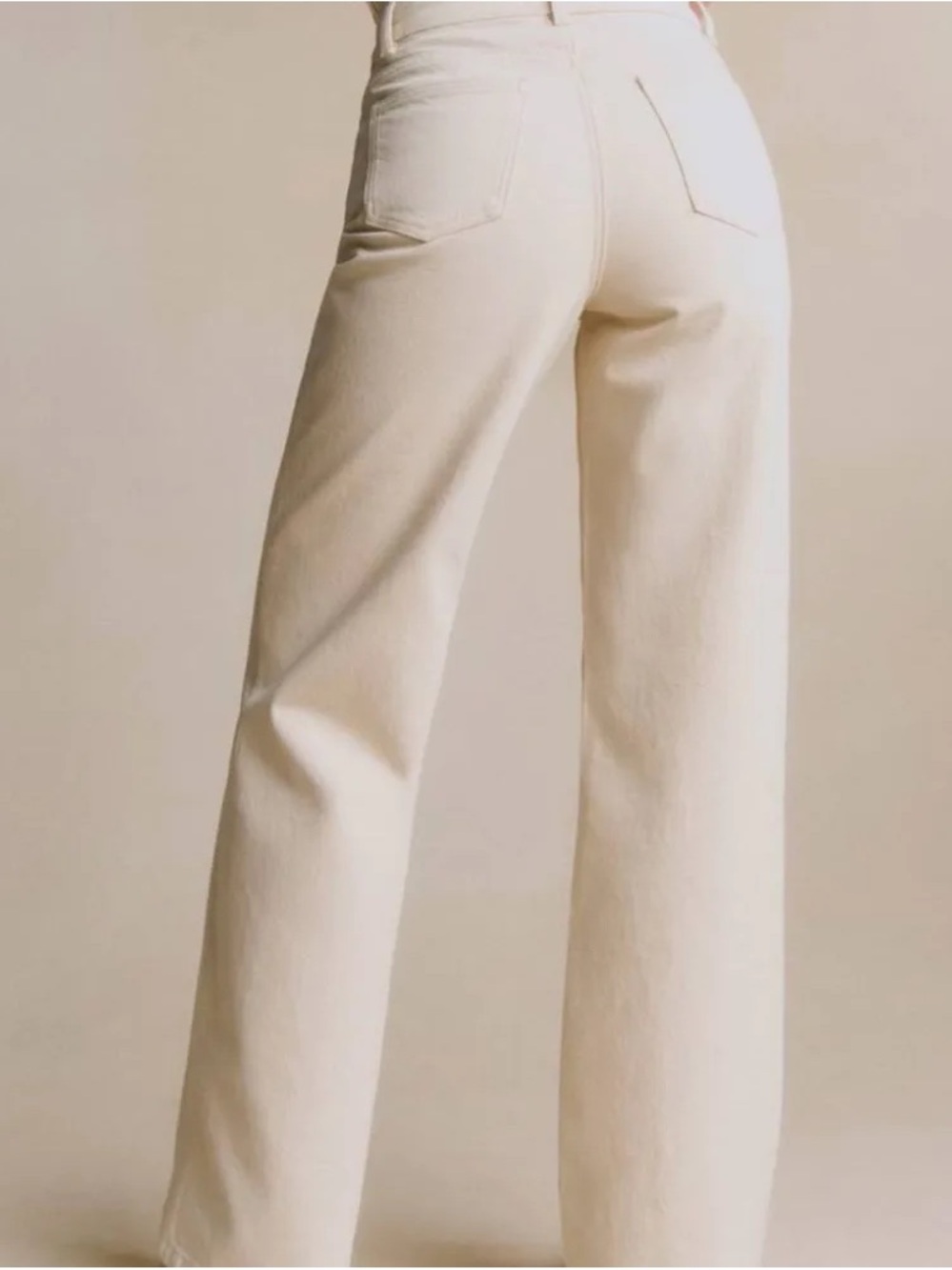 Sezane High-Rise Wide Leg Jeans in Ecru - Picture 2 of 12